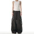 MADWITCH LEOPARD PRINT WIDE-LEG CARGO PANTS #RK179