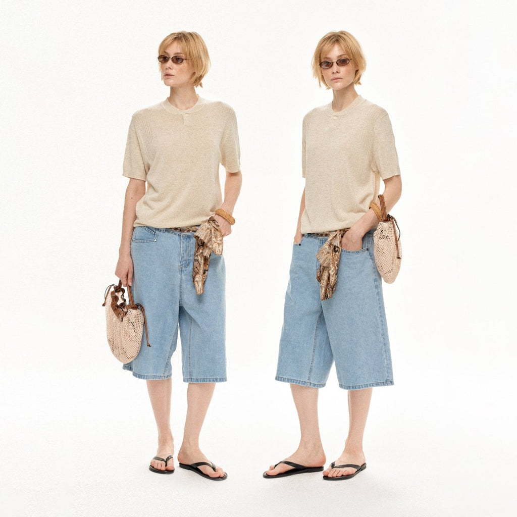 MADWITCH MINIMALIST DENIM CAPRI PANTS RK240 - MadWitch Store