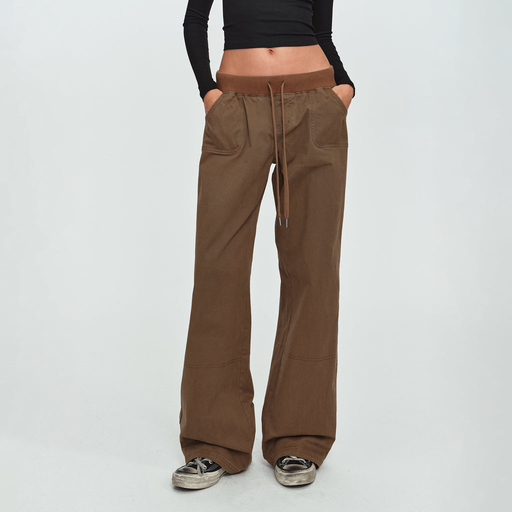 MADWITCH WASHED DRAWSTRING WIDE-LEG LOUNGE PANTS #AN9527