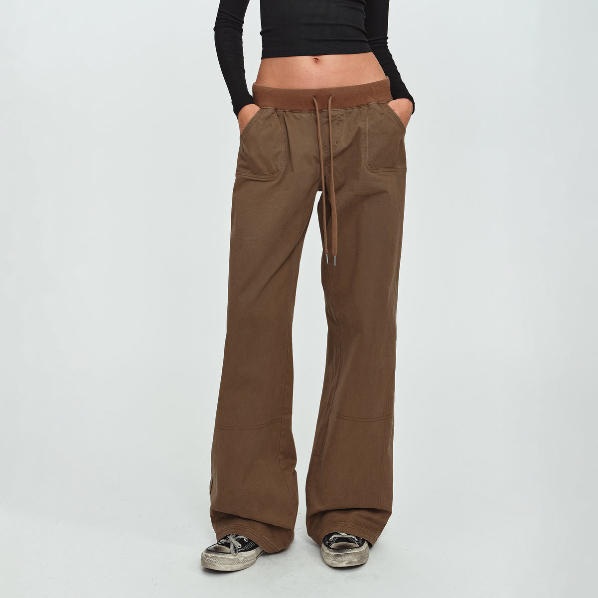 MADWITCH WASHED DRAWSTRING WIDE-LEG LOUNGE PANTS #AN9527