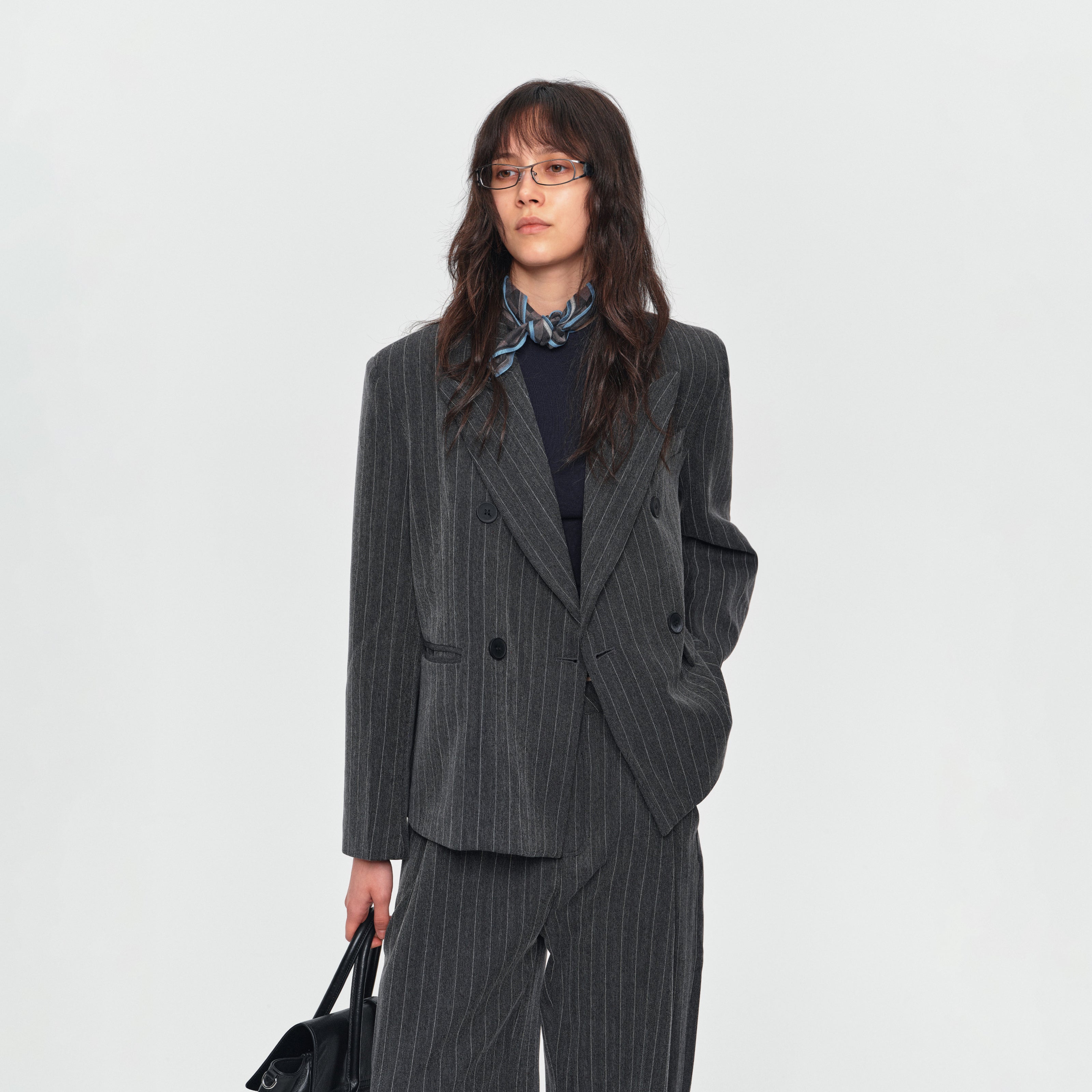 MADWITCH STRIPED DOUBLE-BREASTED OVERSIZED BLAZER #AW26123