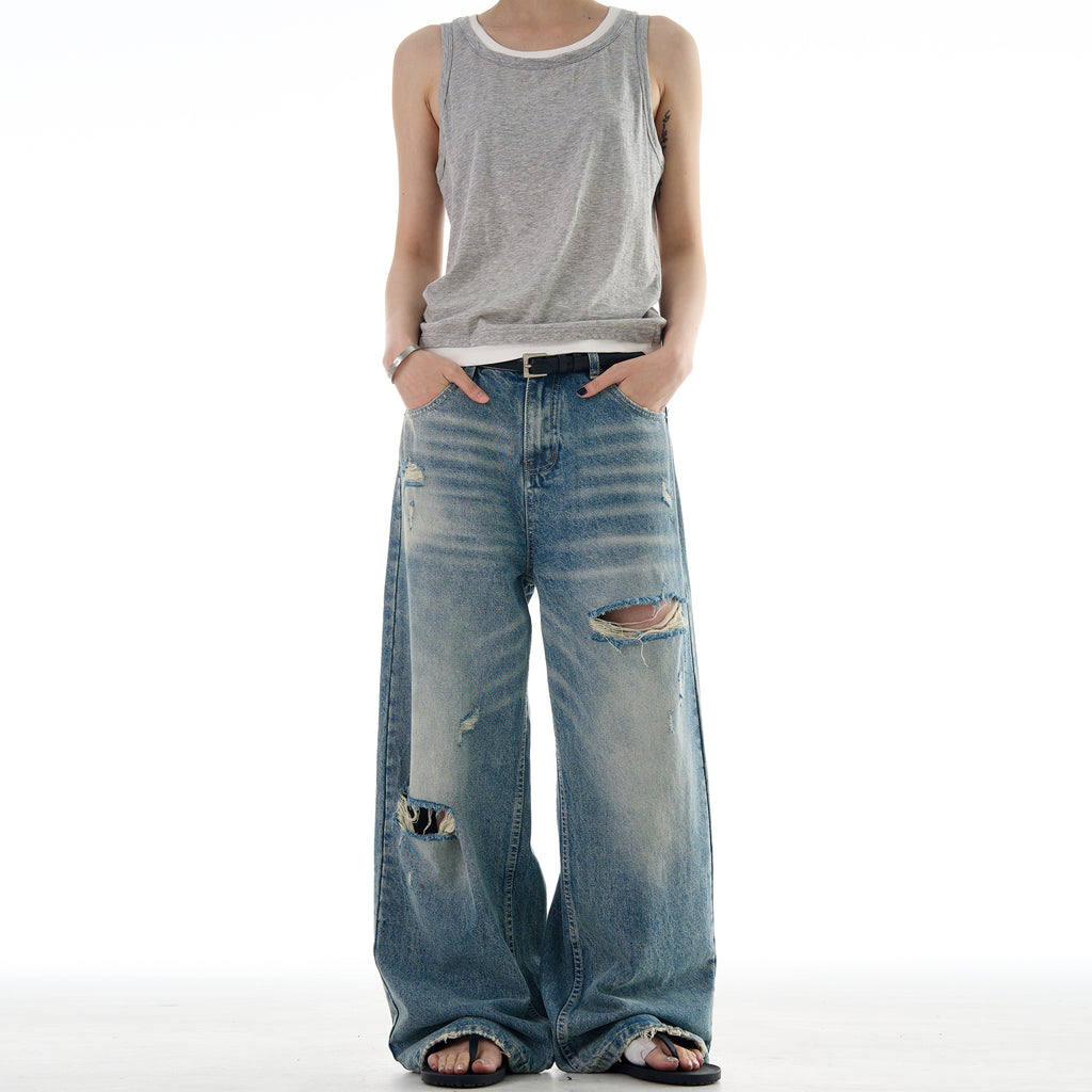 MADWITCH HIGH STREET VIBE DISTRESSED DENIM JEANS #K9559
