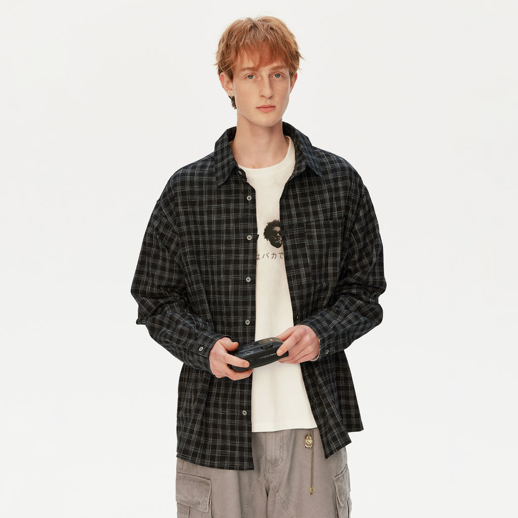 MADWITCH BLACK PLAID SHIRT #CS127
