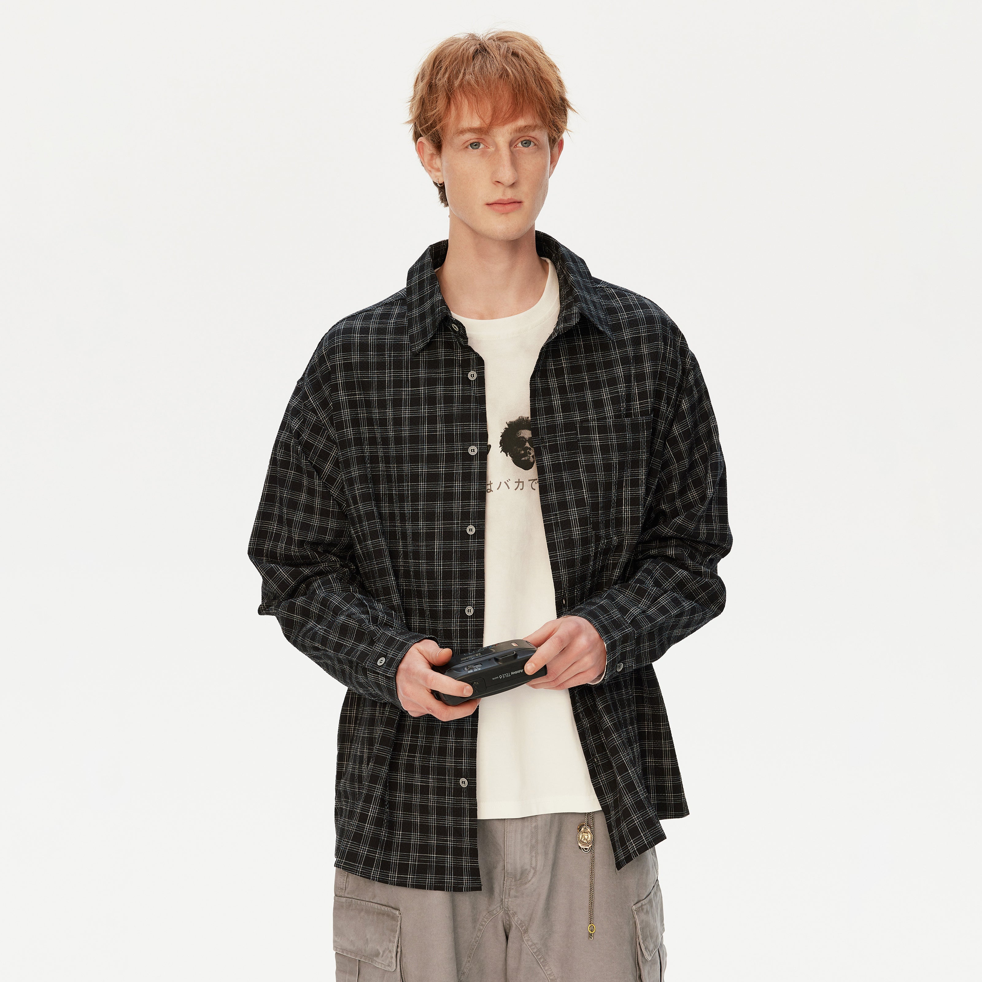 MADWITCH BLACK PLAID SHIRT #CS127