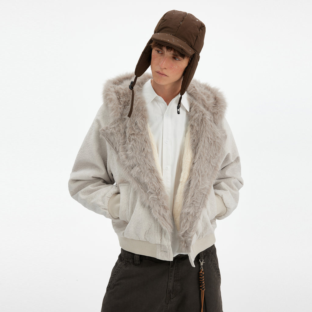 MADWITCH PATCHWORK FUR COLLAR PARKA JACKET #246031