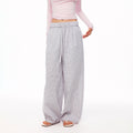 MADWITCH MINIMALIST PLAID DRAWSTRING WIDE-LEG PANTS #CK61081