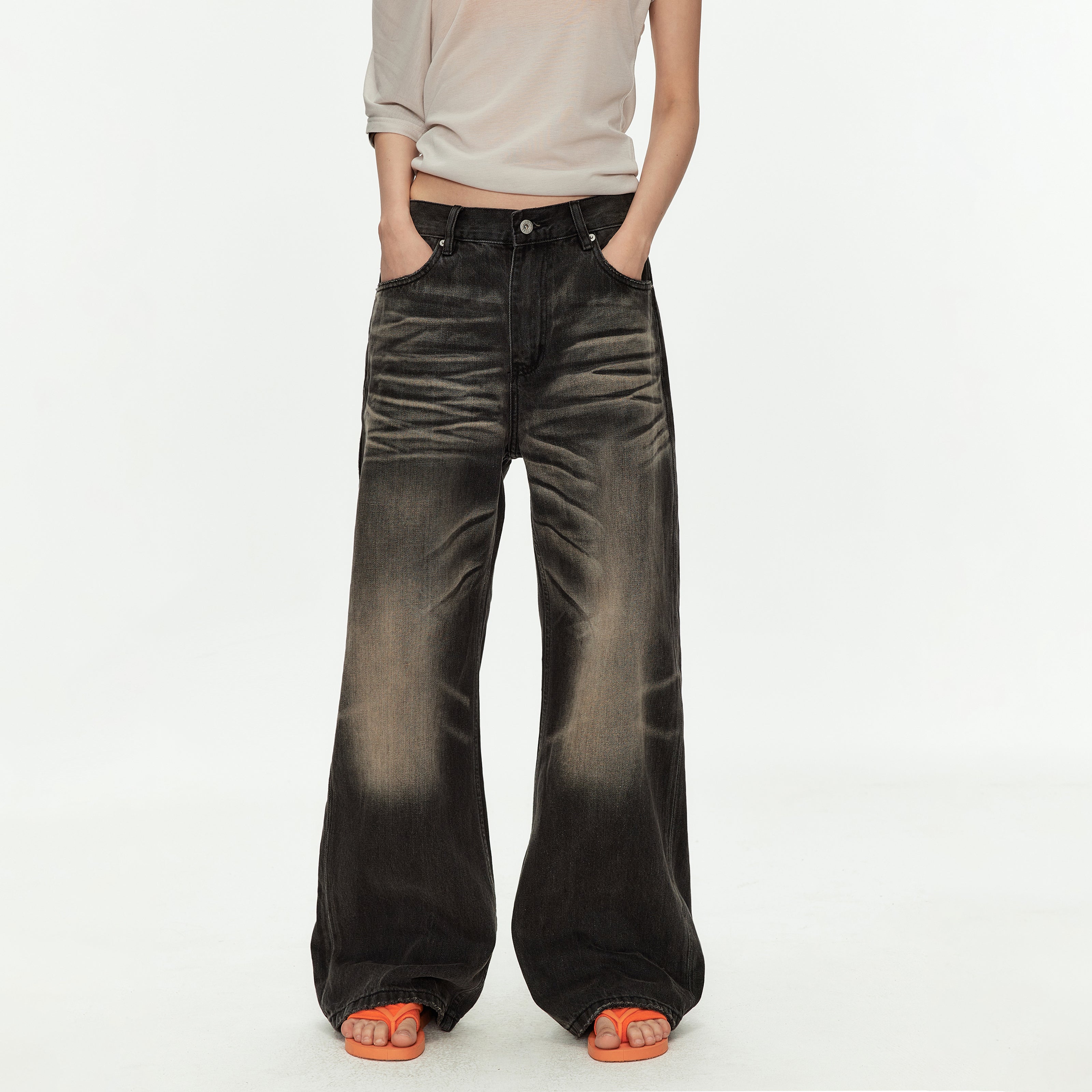 MADWITCH GRAY WASH BAGGY JEANS #GPC5608