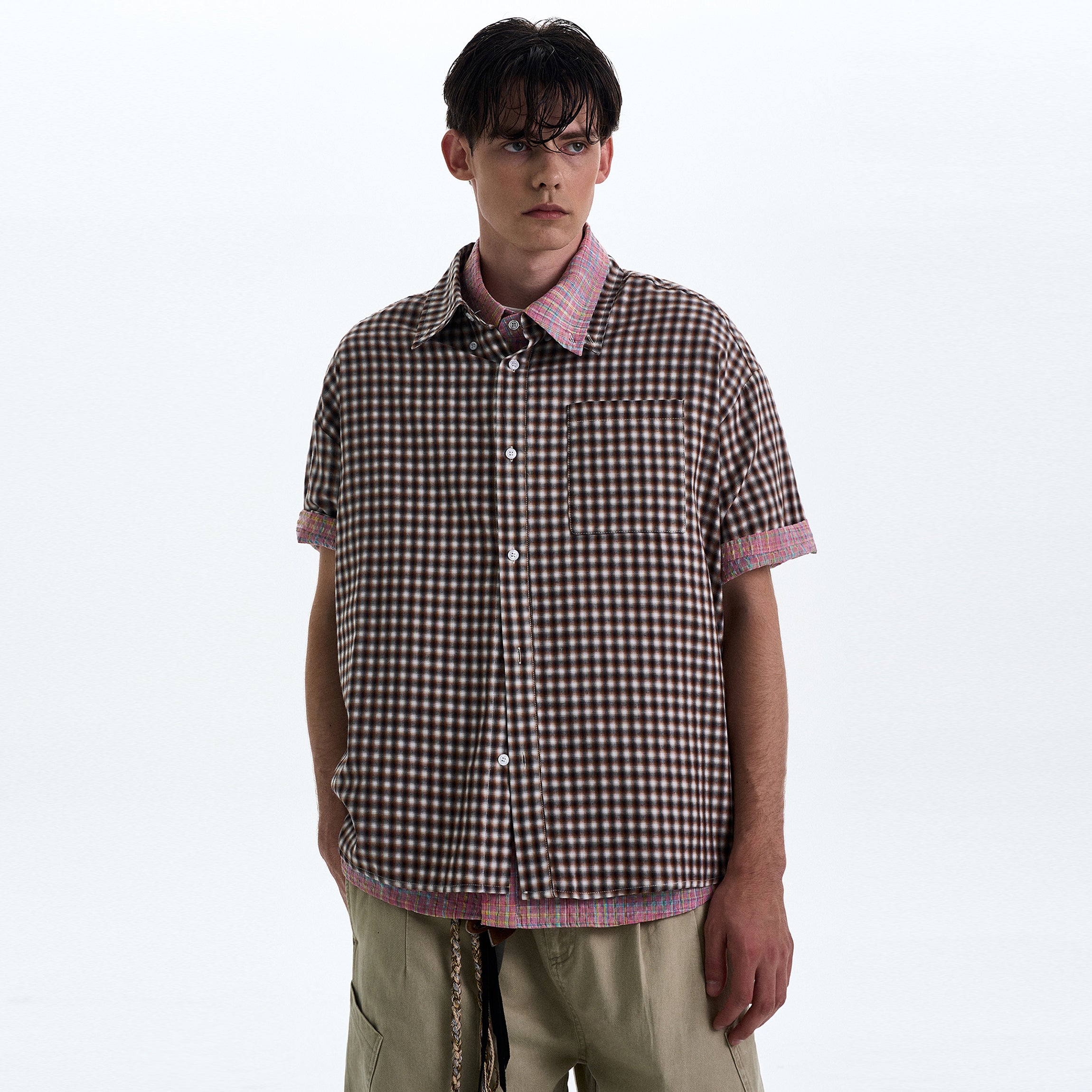 MADWITCH POLKA DOT CHECKERED SHIRT #CR222