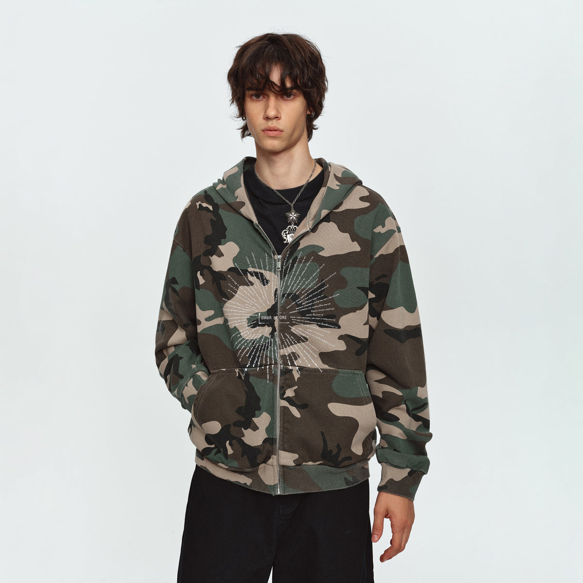 MADWITCH CAMO GRAPHIC-PRINT ZIP HOODIE #0309