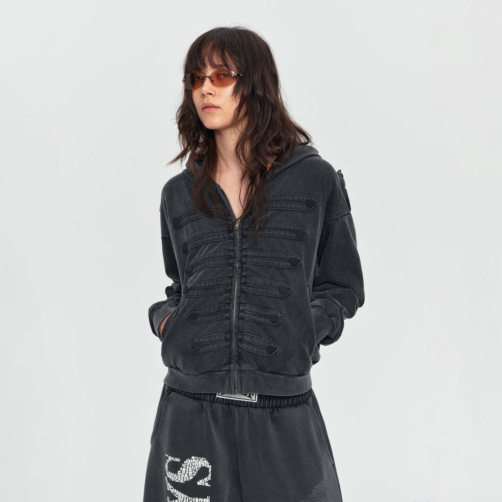 MADWITCH WASHED NAPOLEON ZIP HOODIE #L2026531