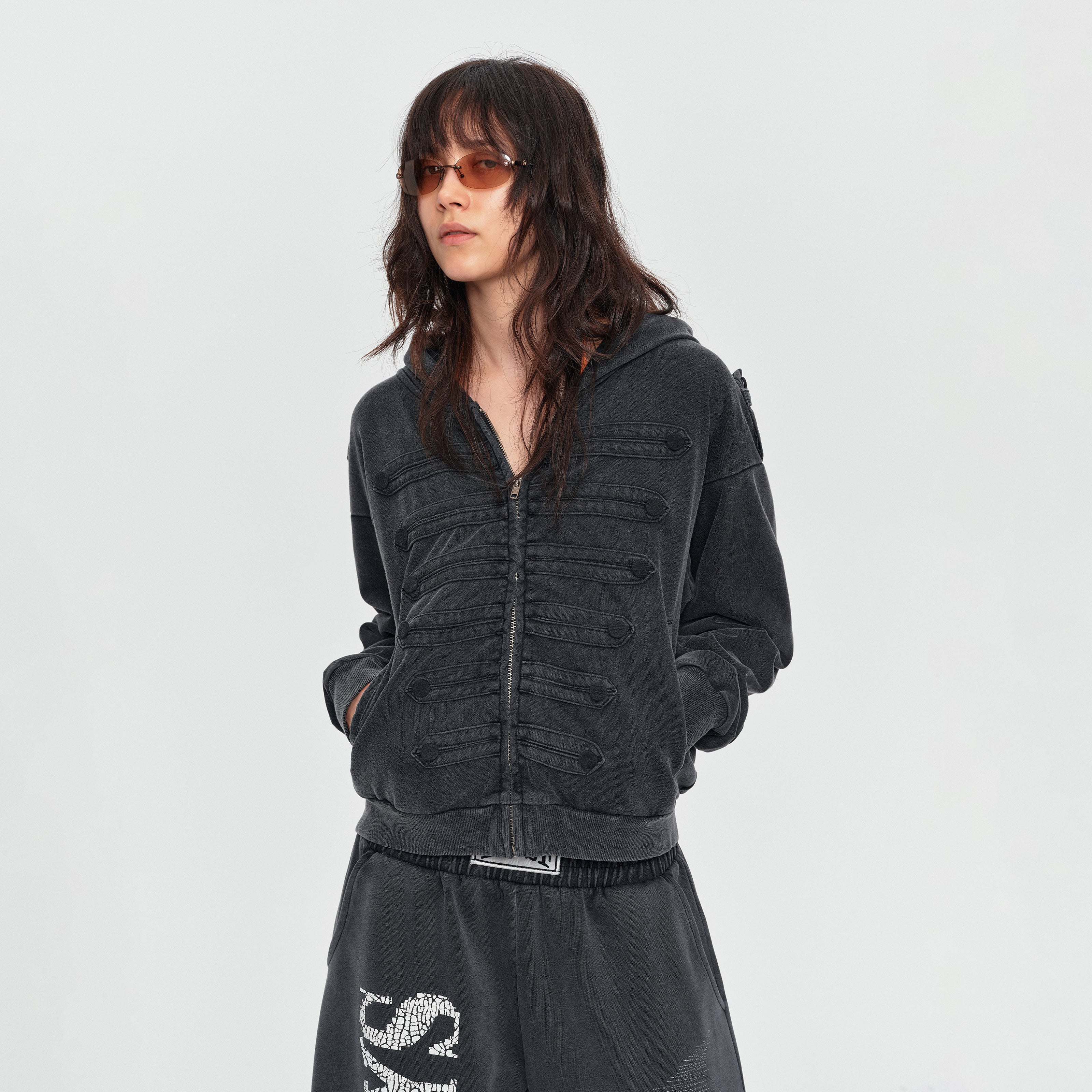 MADWITCH WASHED NAPOLEON ZIP HOODIE #L2026531