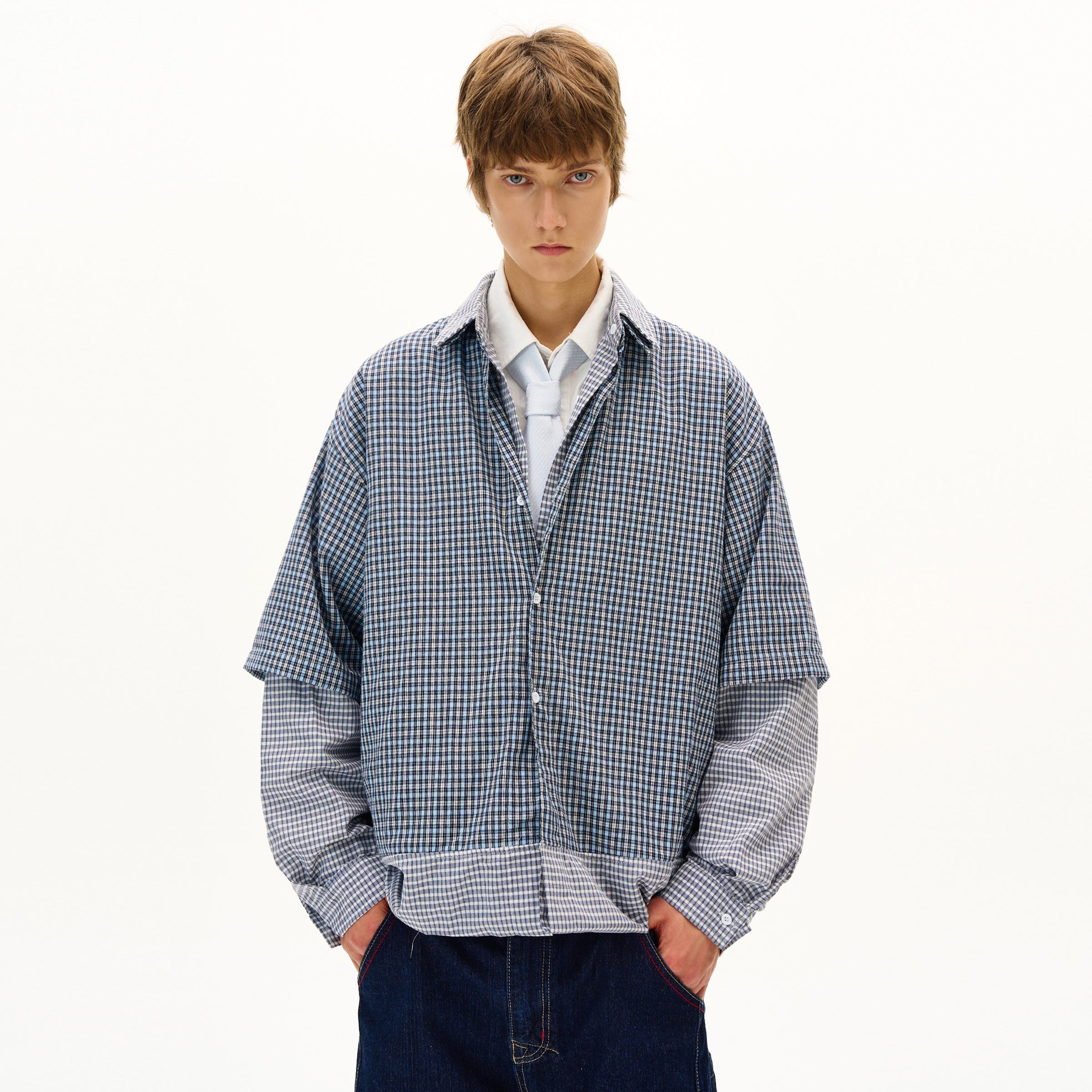MADWITCH DECONSTRUCTED PANELED SHIRT #RC013