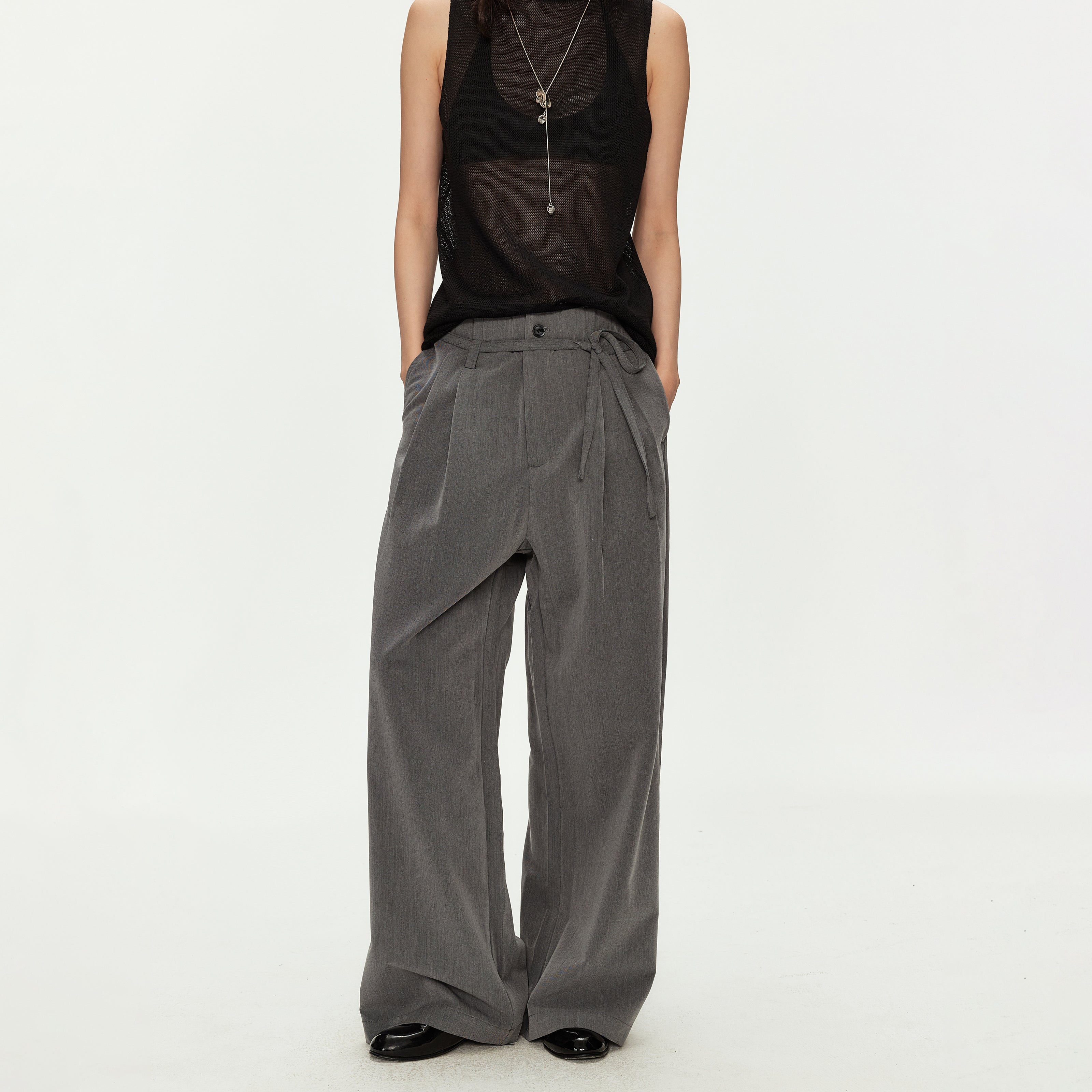 MADWITCH BELTED PLEATED WIDE TROUSERS #Z7611