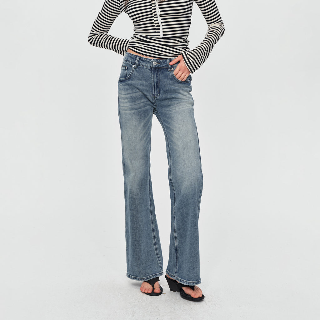MADWITCH VINTAGE RAW-HEM FLARED JEANS #CN9855