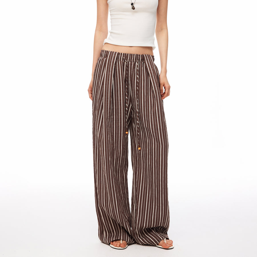 MADWITCH STRIPED LYOCELL-BLEND WIDE-LEG PANTS #CK61030