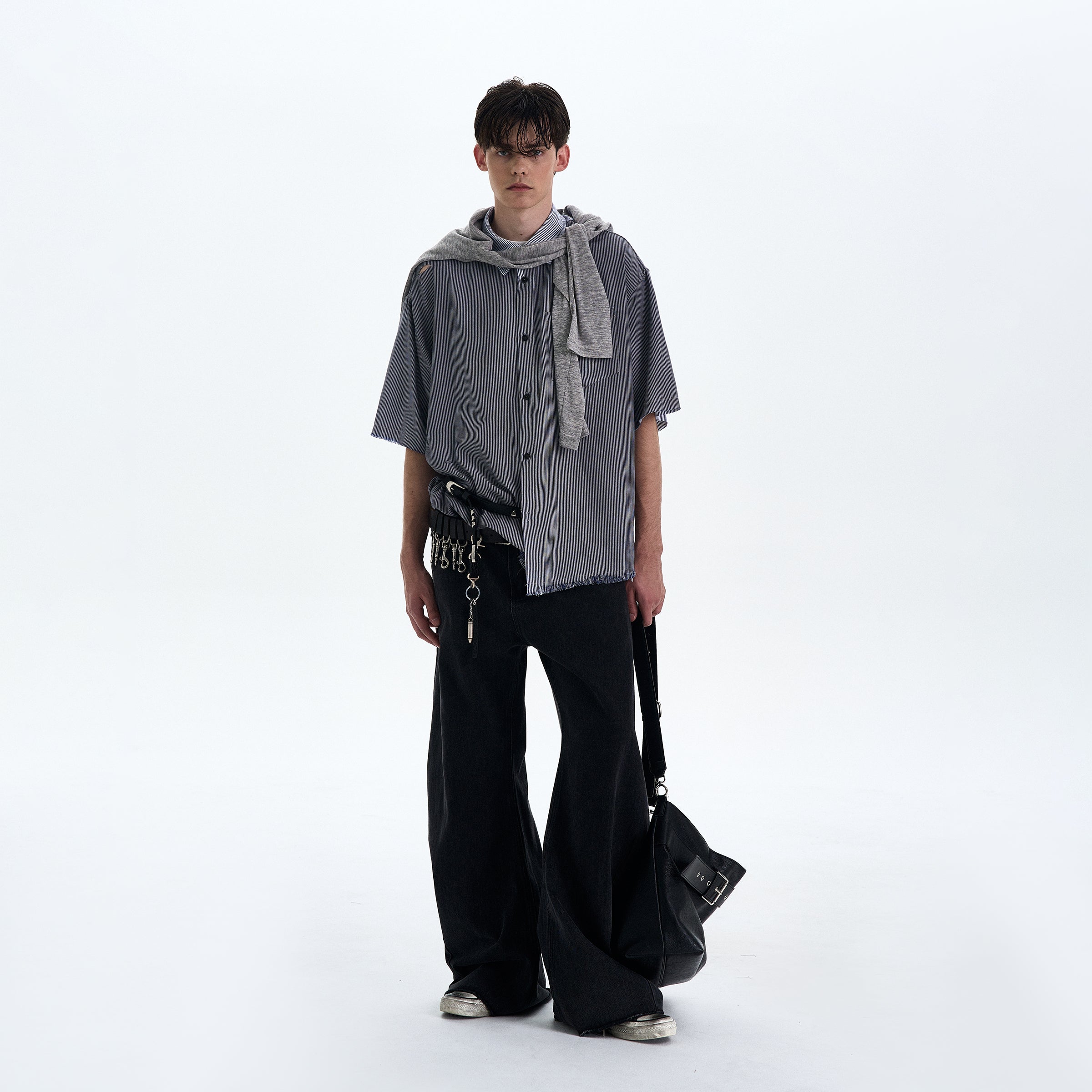 MADWITCH DISTRESSED RAW HEM SHIRT #RC193