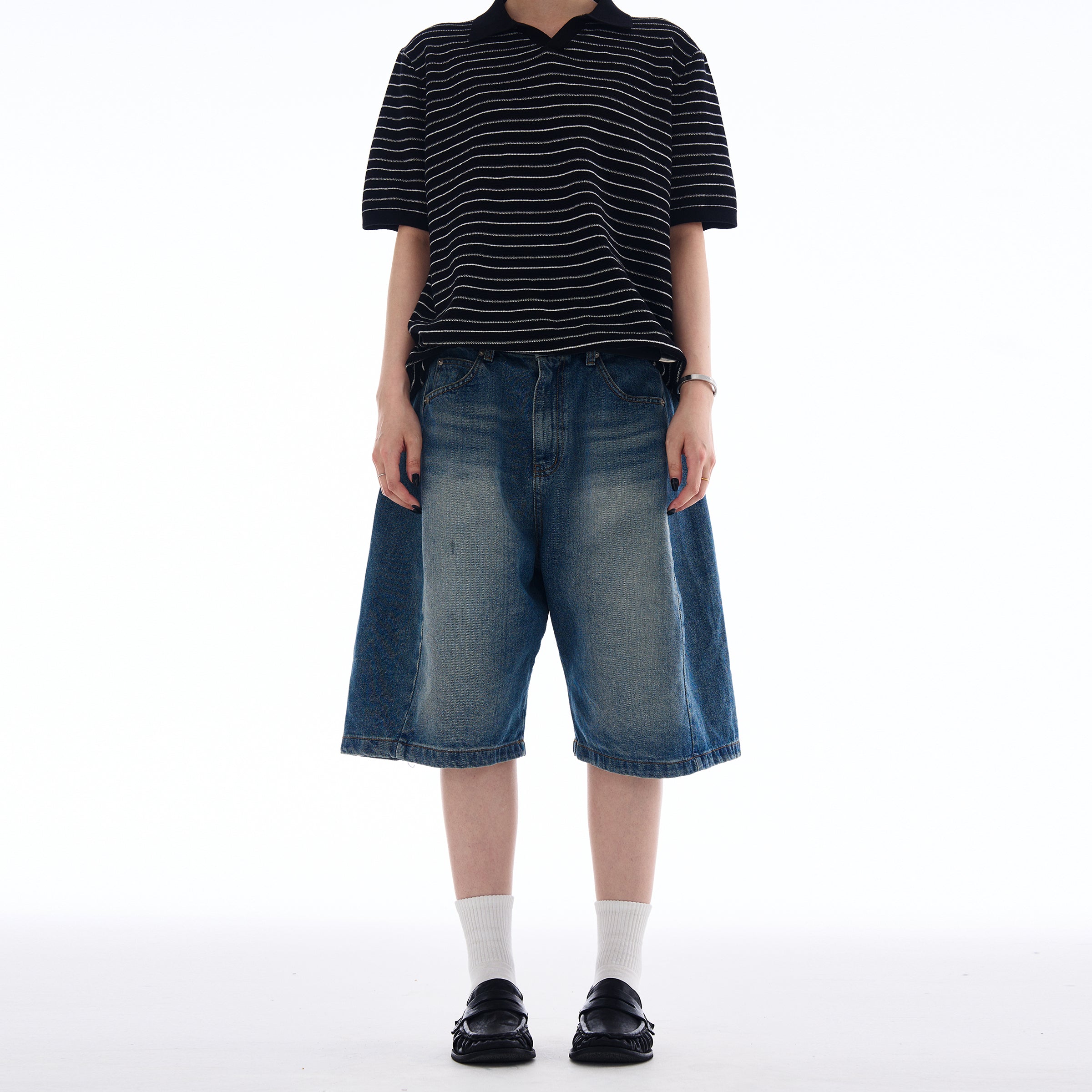 MADWITCH EXTRA BAGGY CROPPED JEANS #L811