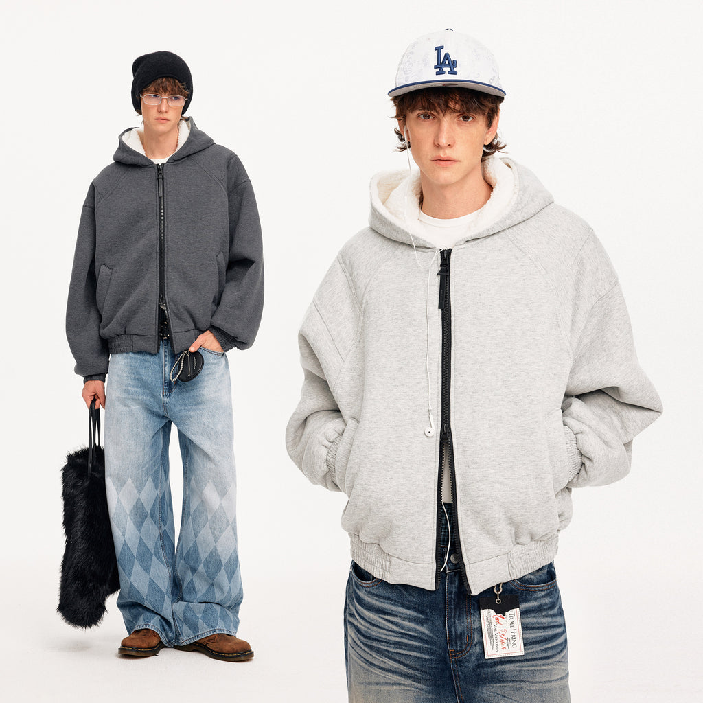 MADWITCH DECONSTRUCTED HOODED FLEECE JACKET #DW1631