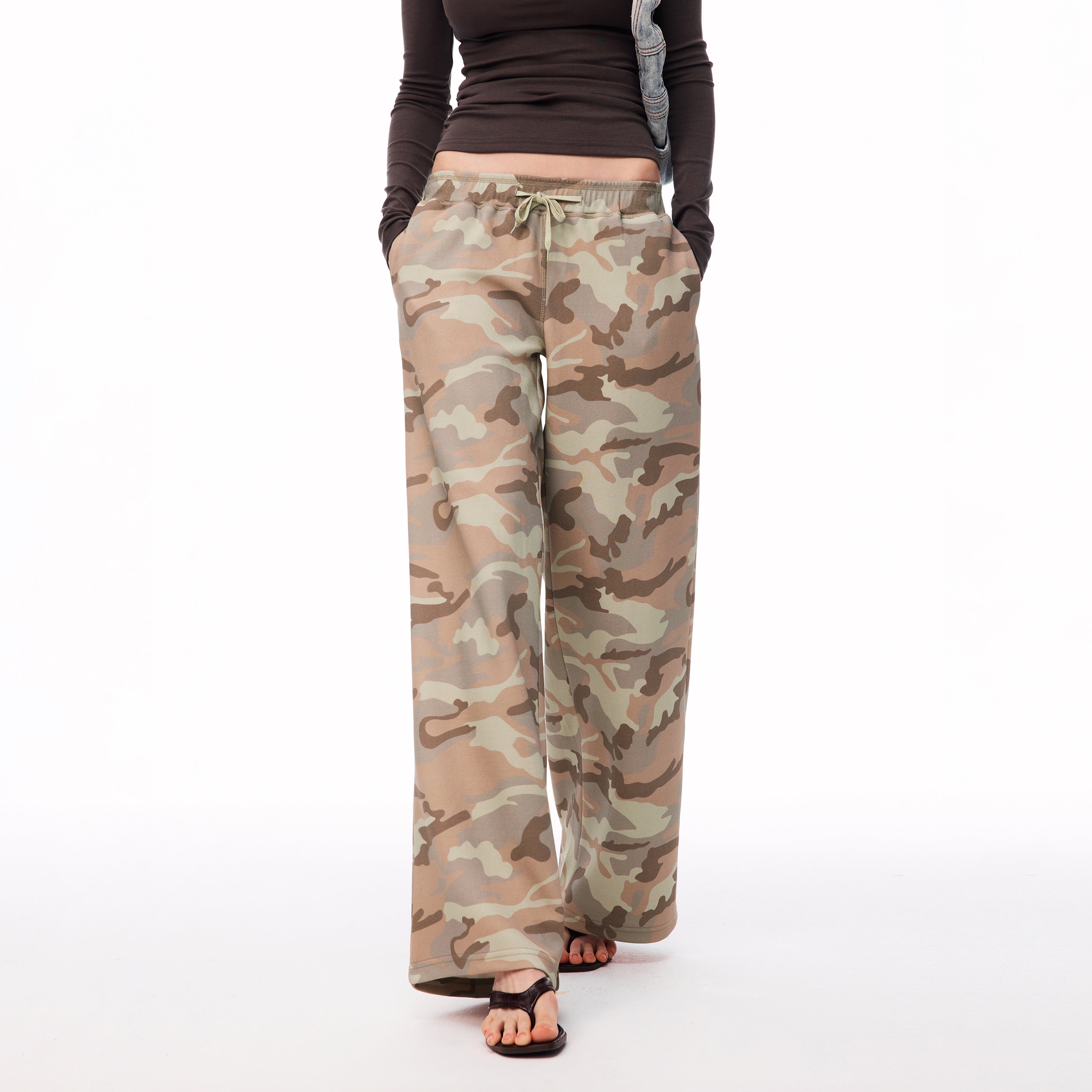 MADWITCH CAMO DRAWSTRING WIDE-LEG SWEATPANTS #CK61087