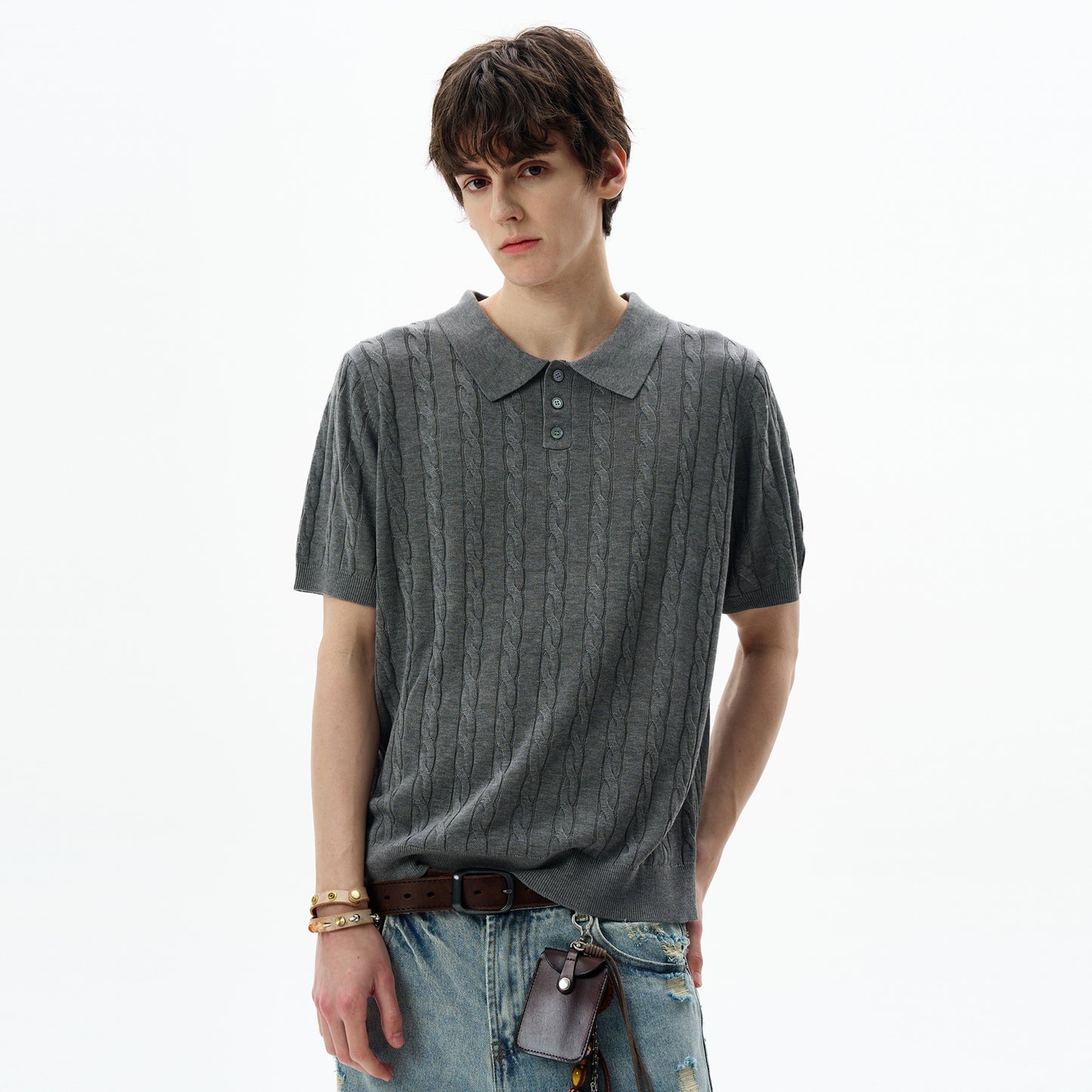 MADWITCH POLO KNIT TEE #LX010