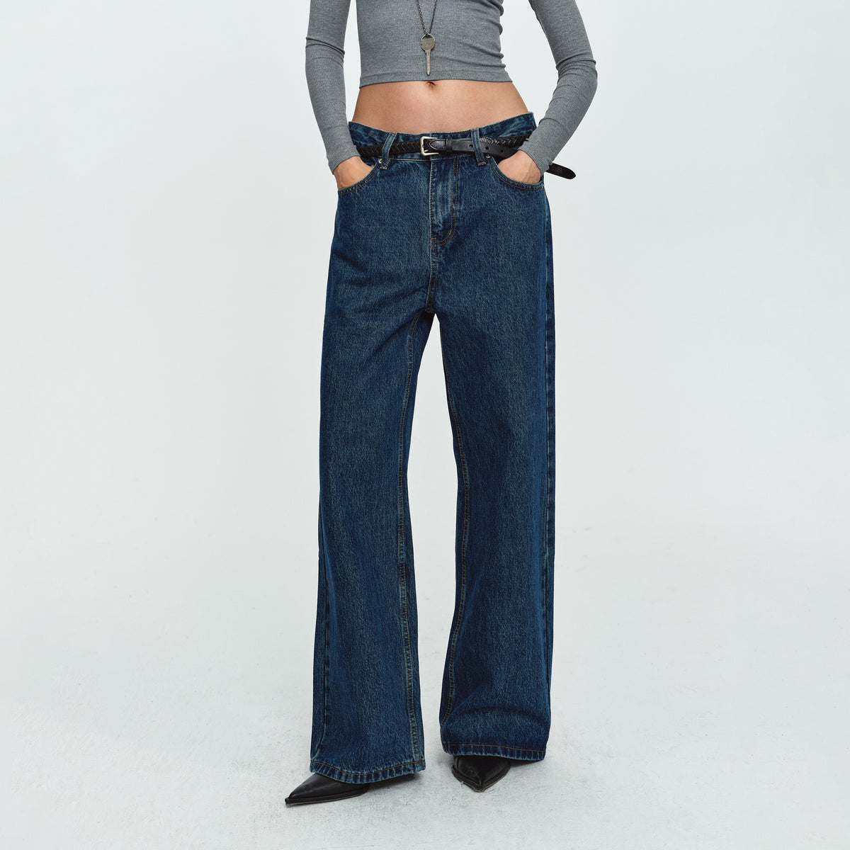 MADWITCH CLASSIC WASHED RELAXED WIDE-LEG JEANS #G60075