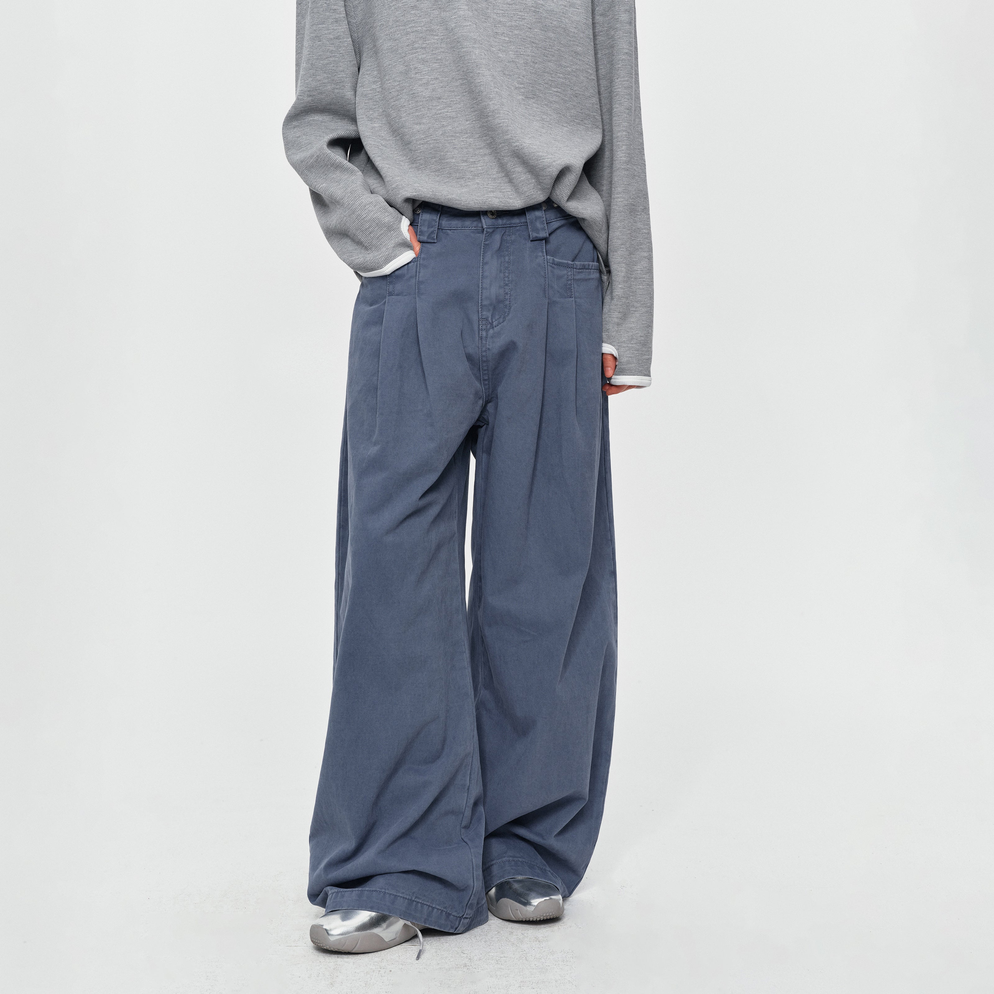 MADWITCH ADJUSTABLE PLEATED WIDE-LEG JEANS #DR6315