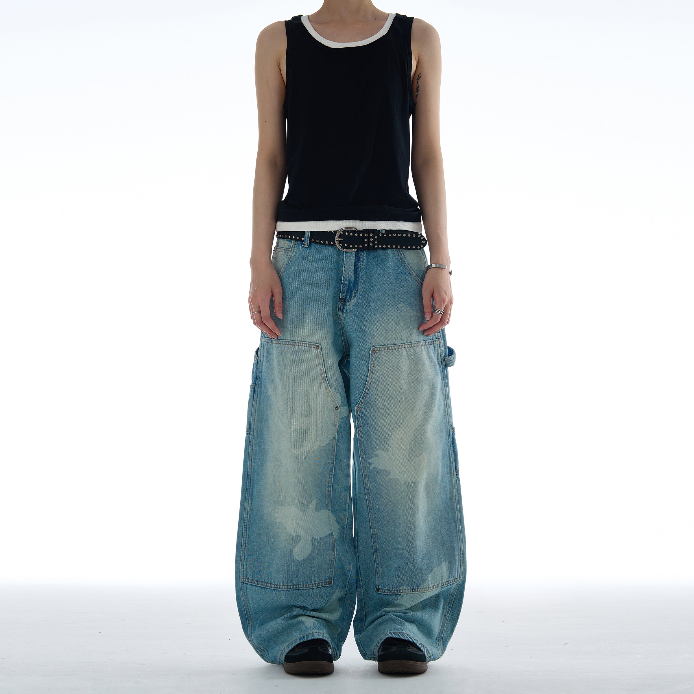 MADWITCH PEACE DOVE PRINT DENIM JEANS #CK9573