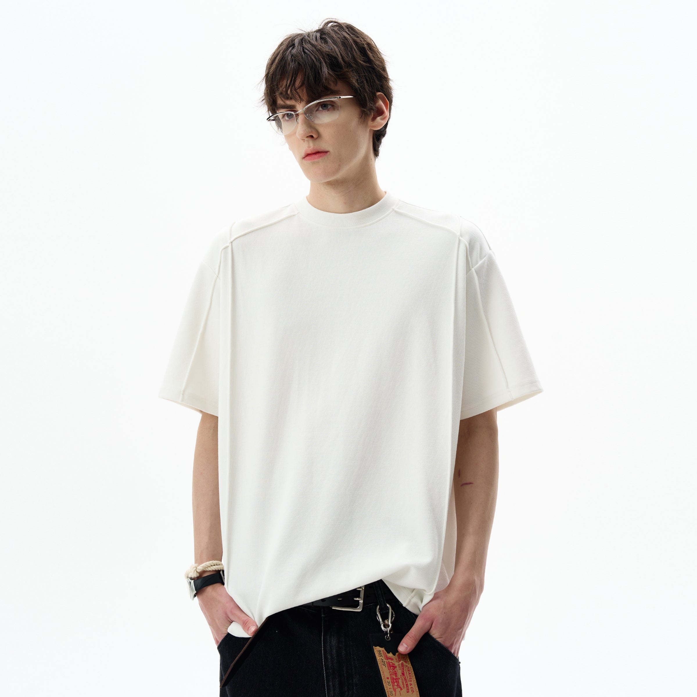 MADWITCH PANELED CREW NECK TEE #UTU009
