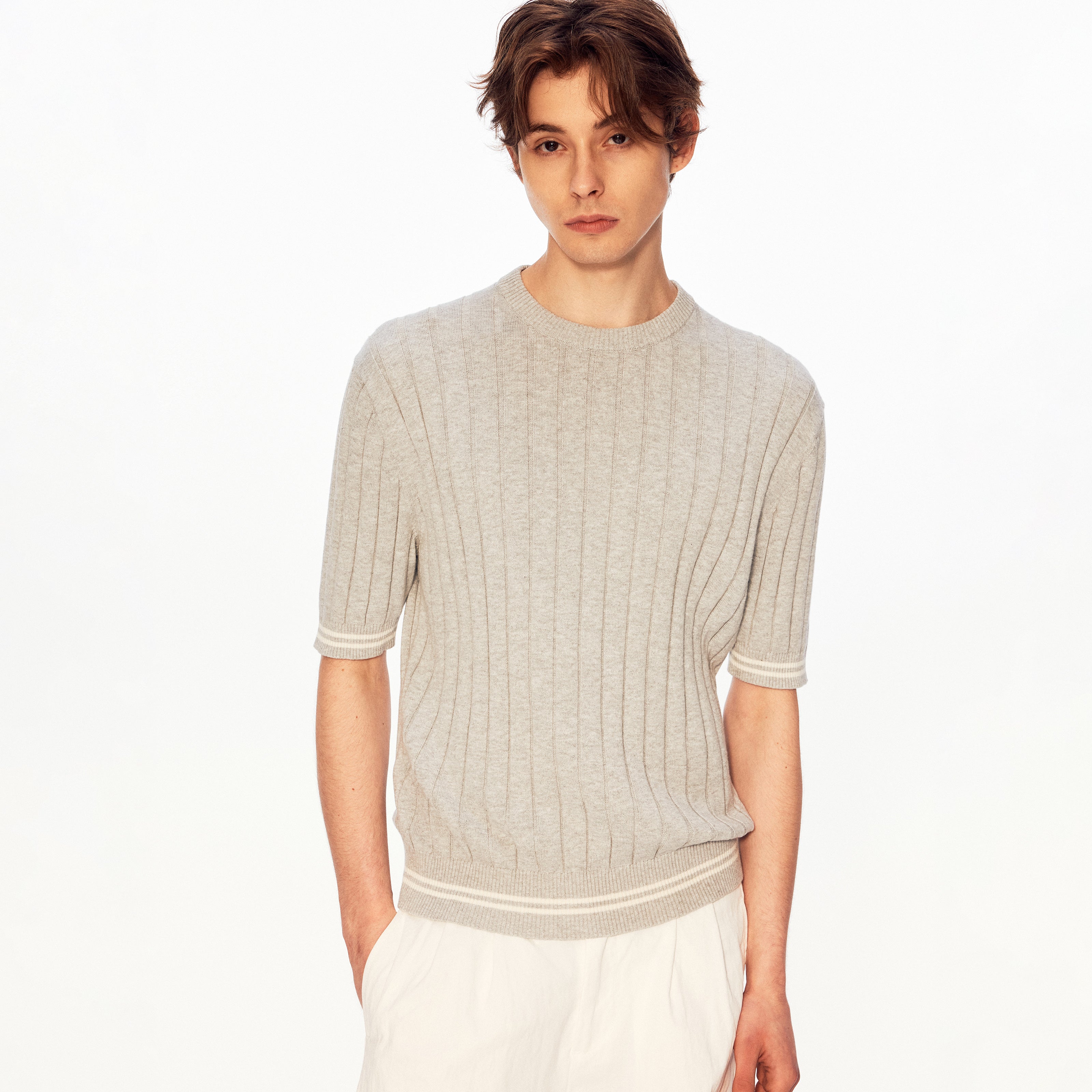 MADWITCH RELAXED RIBBED KNIT TEE #MD27486