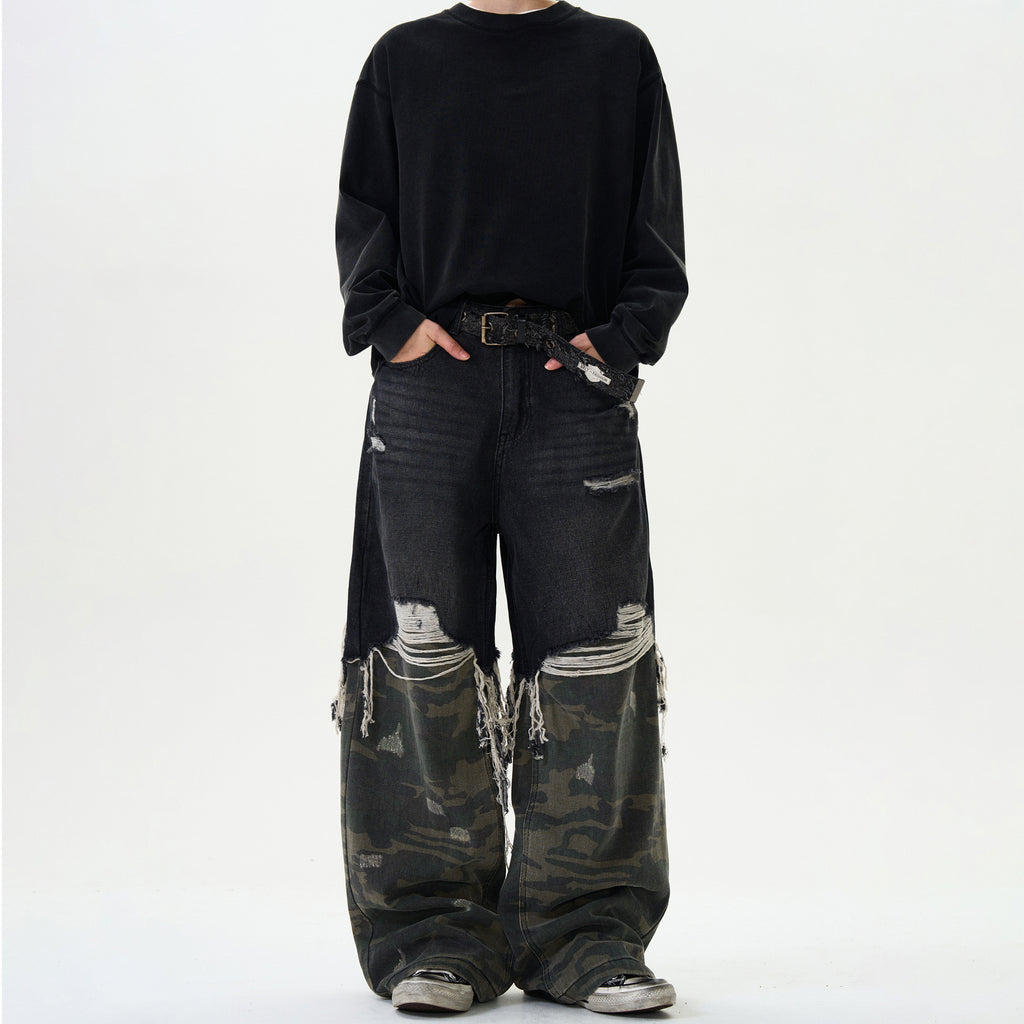 MADWITCH PATCHWORK FRINGED DENIM JEANS #WHOA070