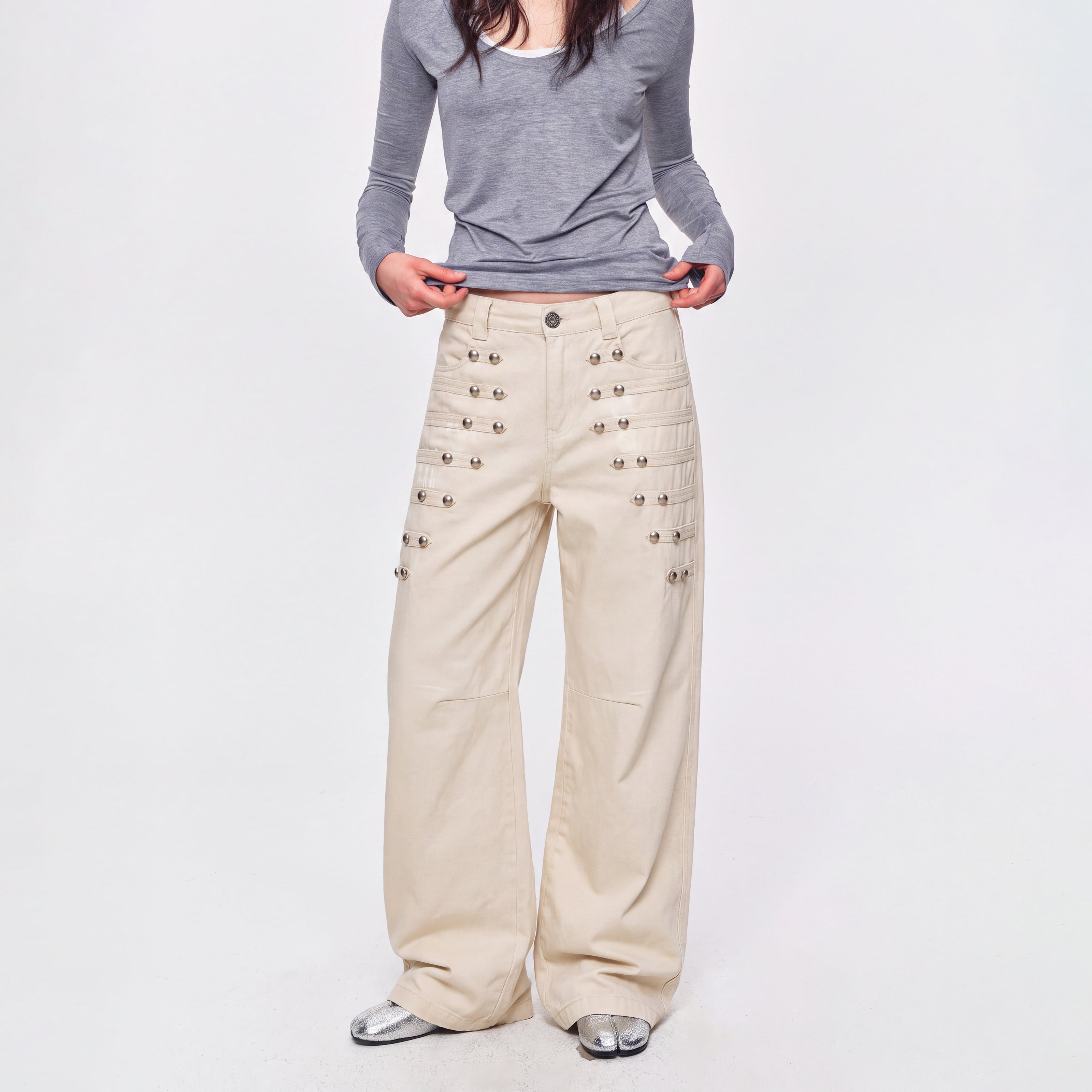 MADWITCH RIVET COURT WIDE-LEG TROUSERS #6844