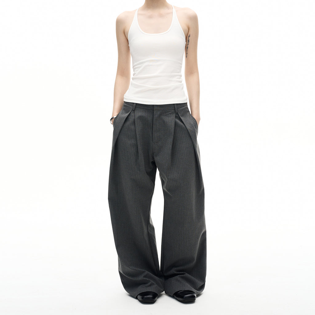 MADWITCH STRIPED WIDE LEG TROUSERS #C923