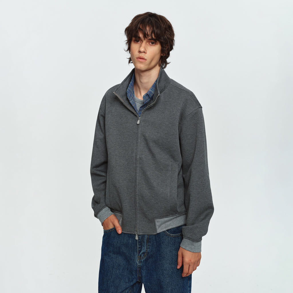 MADWITCH COLOR-BLOCK STAND-COLLAR RELAXED ZIP JACKET #AT605