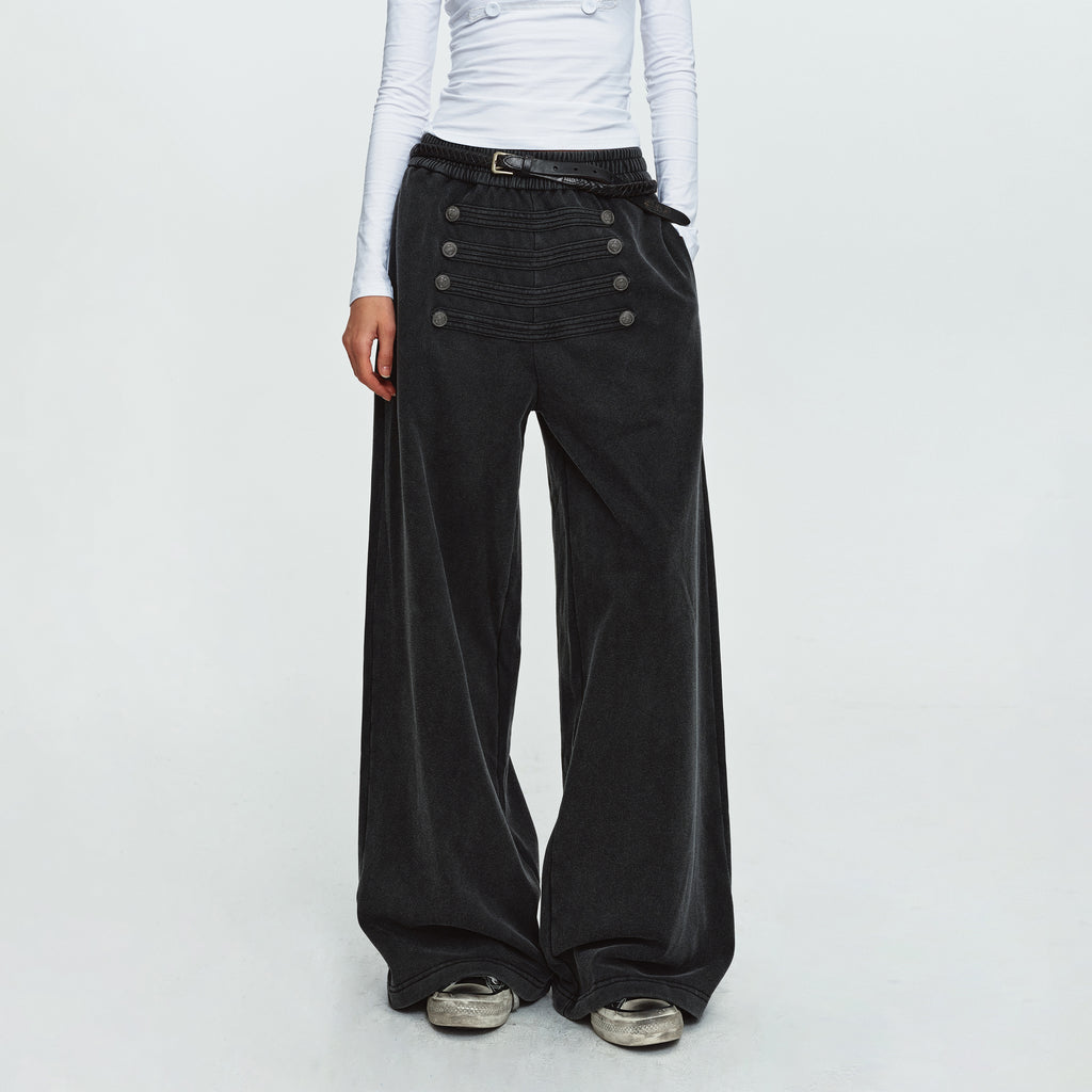MADWITCH NAPOLEON-BUTTON WASHED RELAXED SWEATPANTS #L2026701