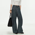 MADWITCH TEAL WASHED MARTINGALE WIDE JEANS #GPH9808