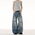 MADWITCH LOOSE RIPPED JEANS #G6683