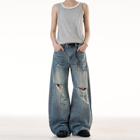 MADWITCH LOOSE RIPPED JEANS #G6683
