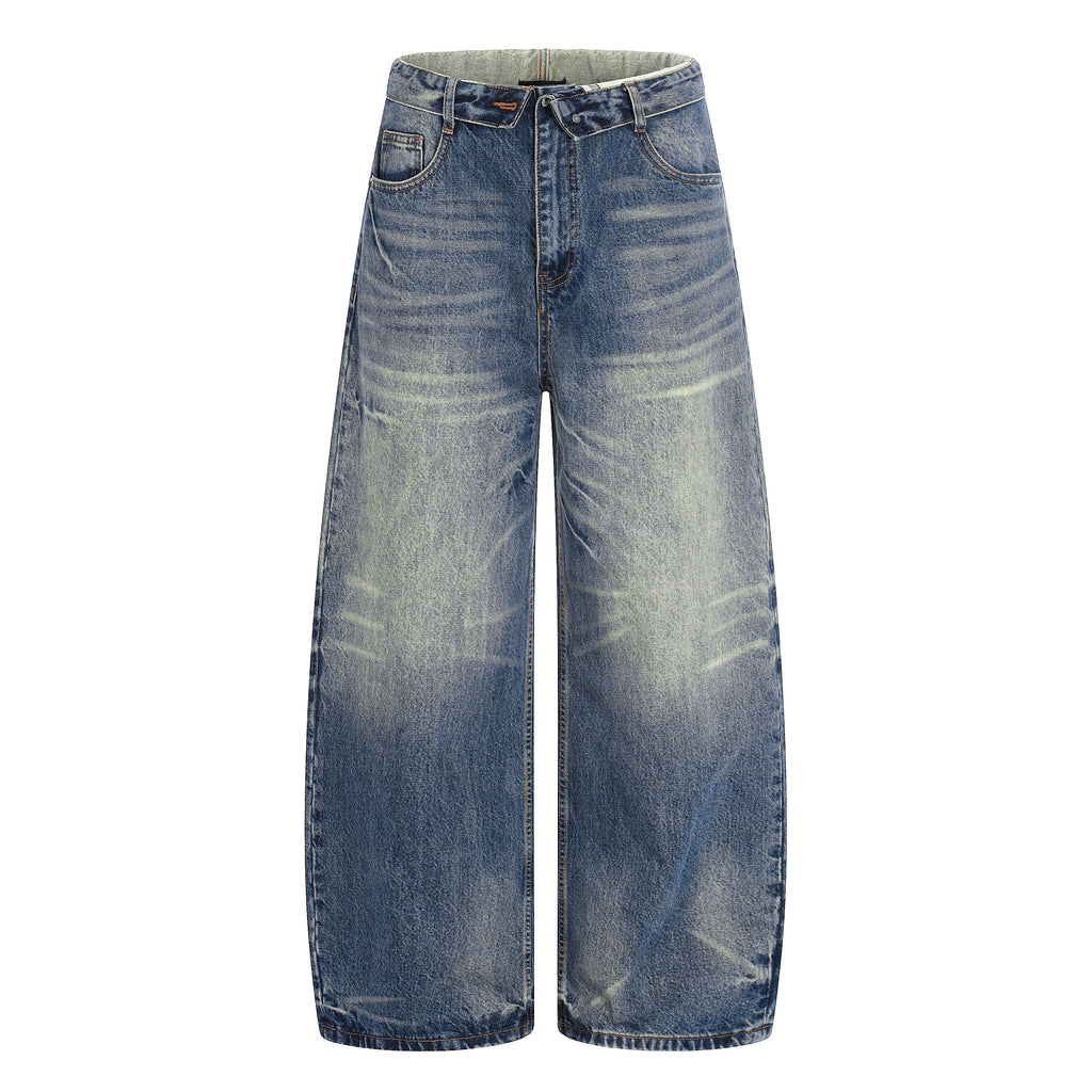 MADWITCH TURNED-UP WAIST WASHED JEANS #GPC9736