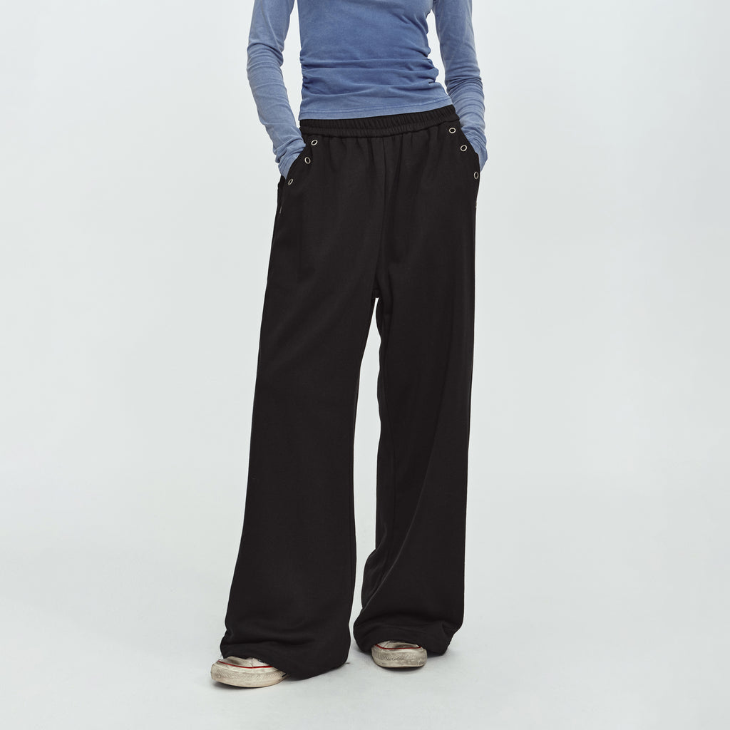 MADWITCH EYELET STUDDED WIDE-LEG SWEATPANTS #CK61109