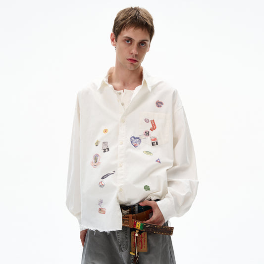 MADWITCH RAW-EDGE LONG SLEEVE SHIRT #BR92