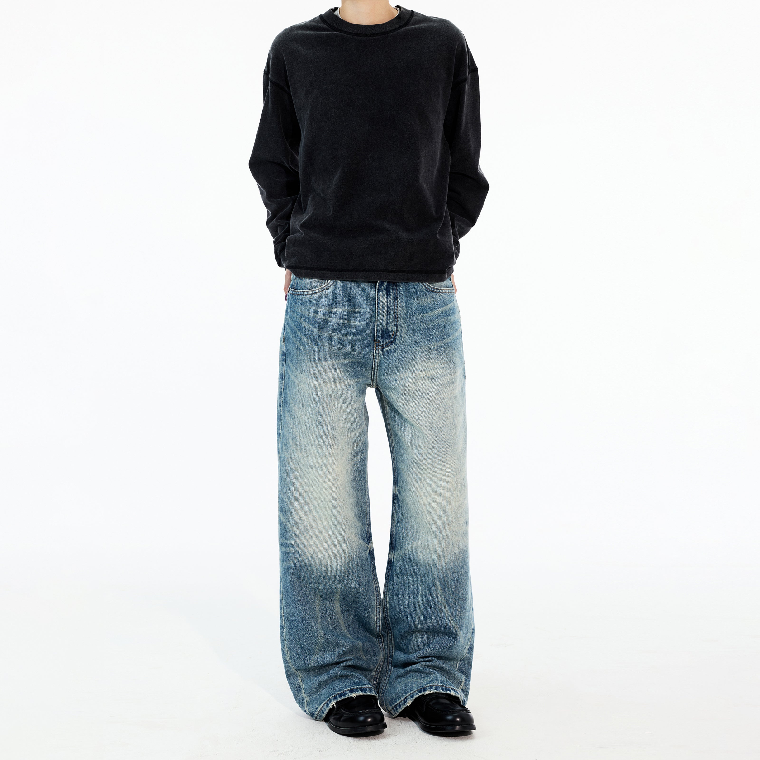 MADWITCH FADED WASH STRAIGHT LEG JEANS #GPC9758