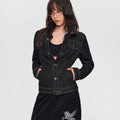 MADWITCH CONTRAST-STITCH CROPPED DENIM JACKET #Z1649