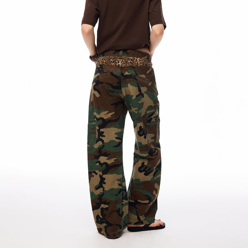 MADWITCH CAMO LEOPARD CURVED CARGO PANTS #CK61063