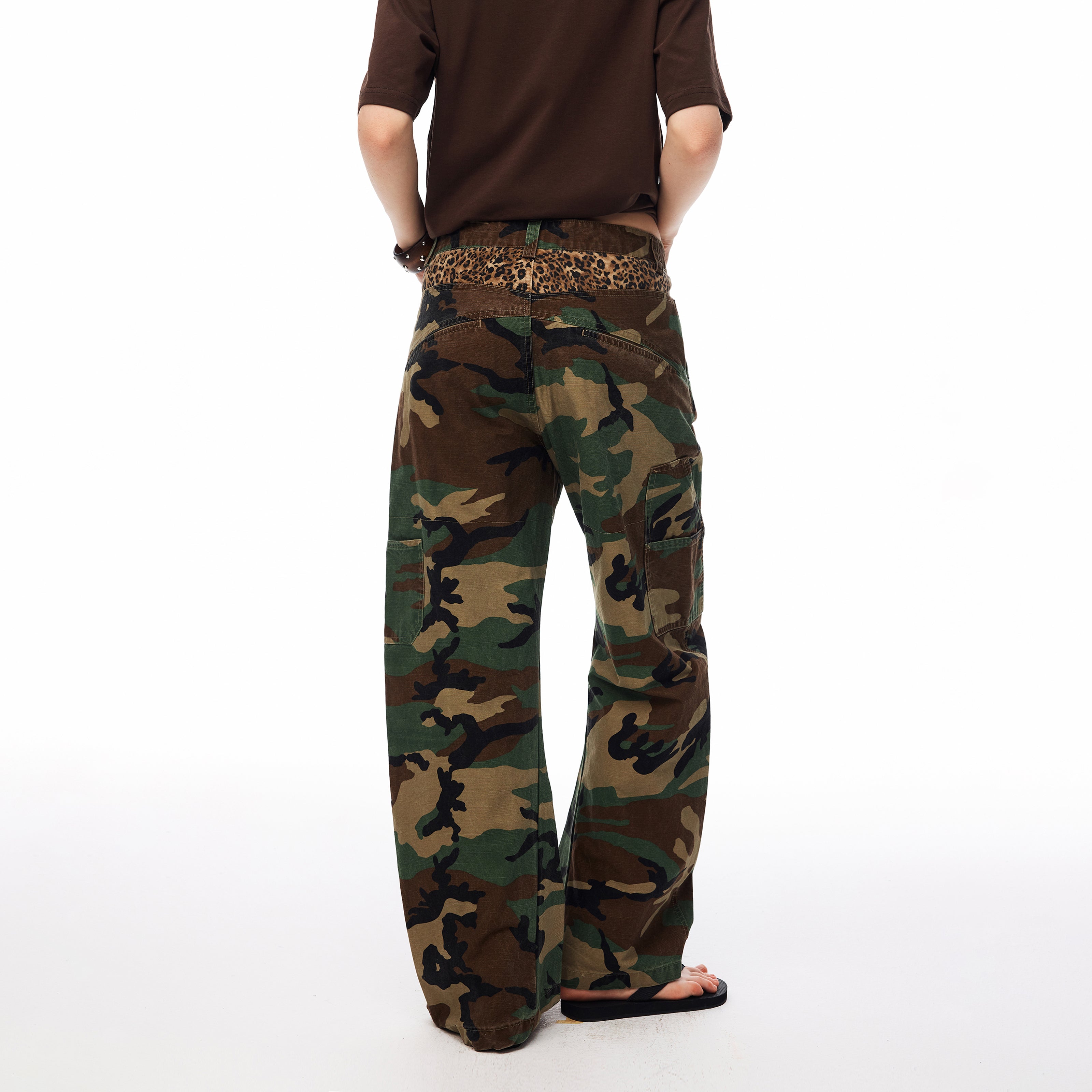 MADWITCH CAMO LEOPARD CURVED CARGO PANTS #CK61063