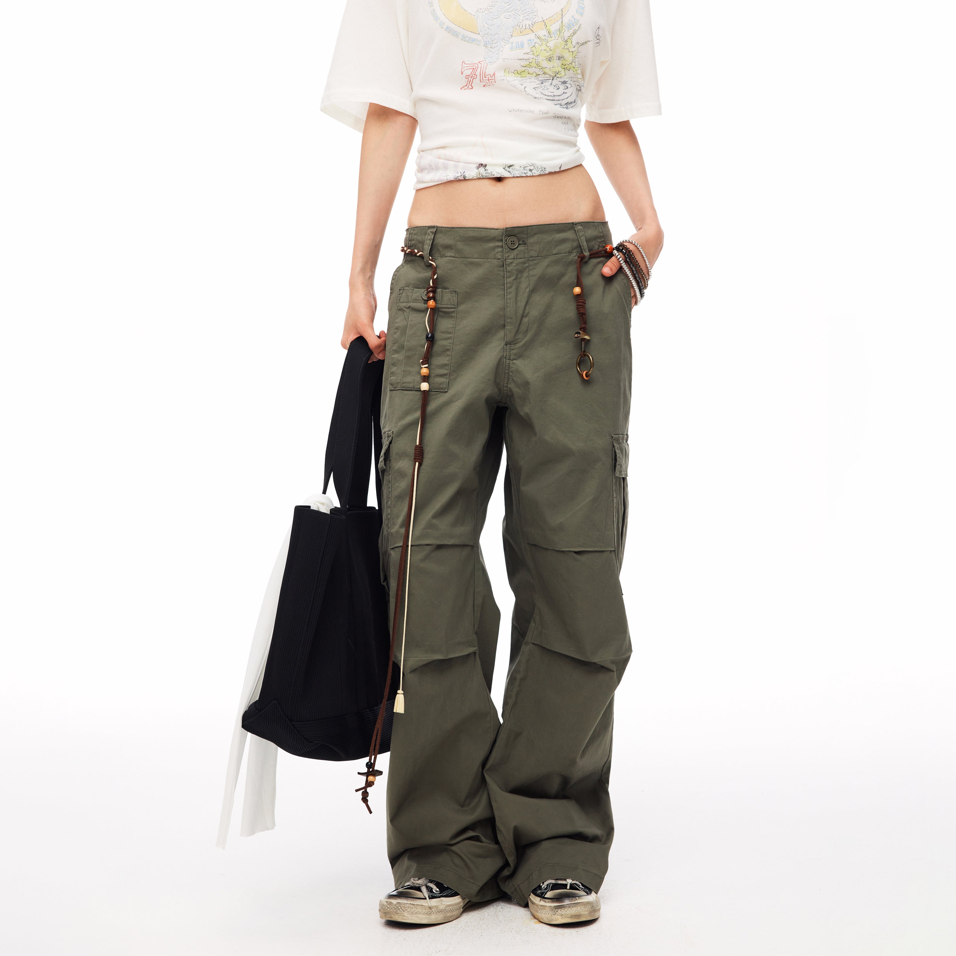 MADWITCH VINTAGE MULTI-POCKET PARACHUTE CARGO PANTS #CN61052