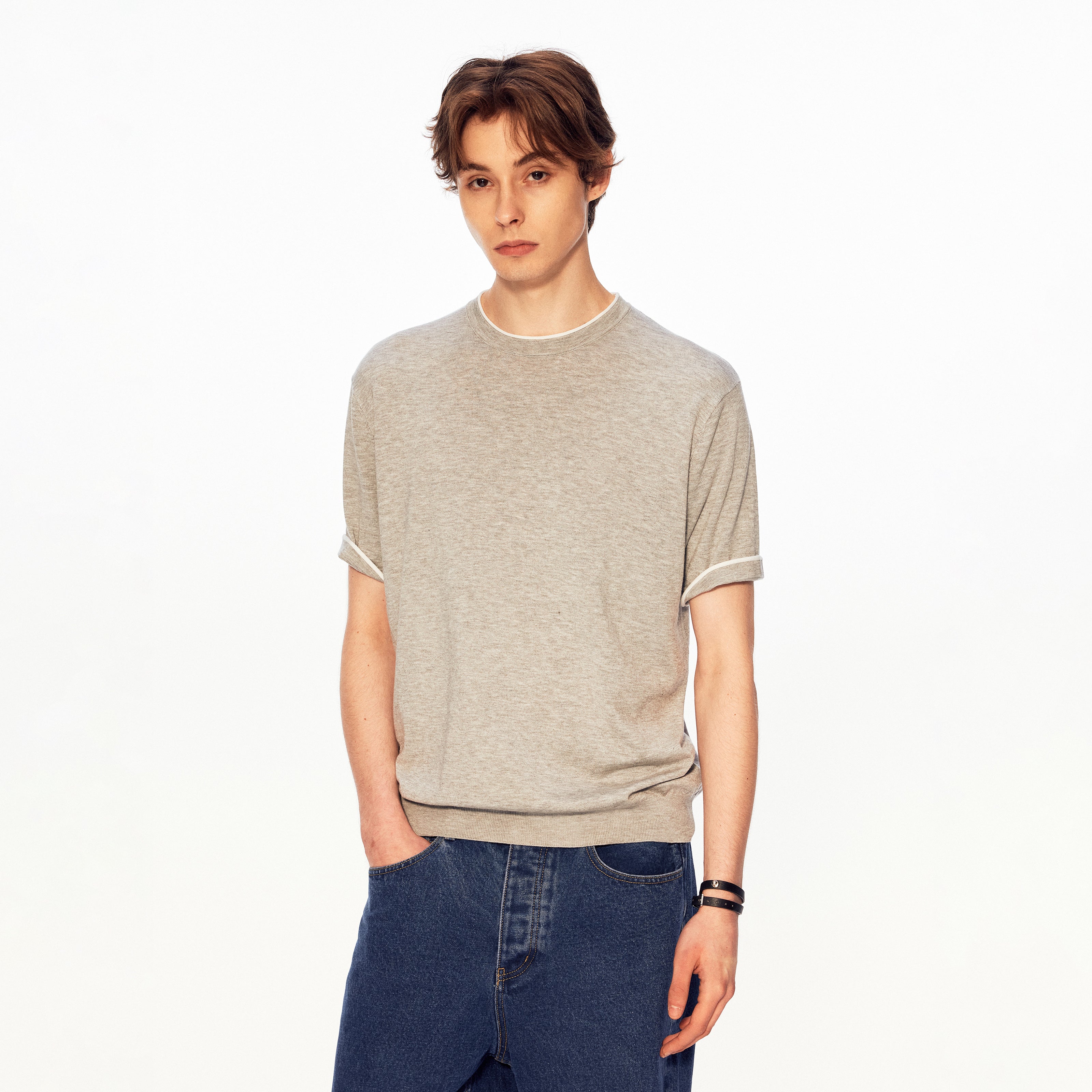 MADWITCH VINTAGE FAUX LAYER KNIT TEE #27517