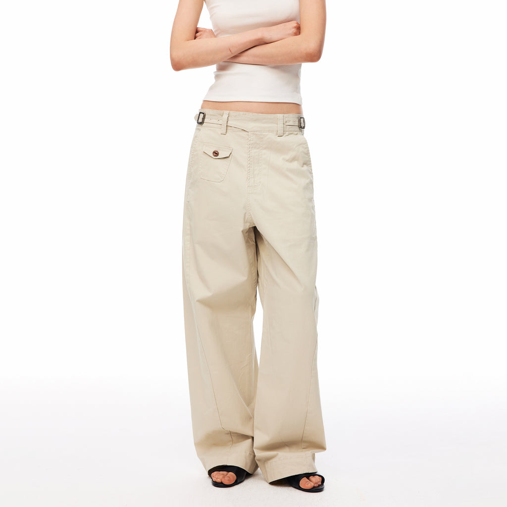 MADWITCH ADJUSTABLE WAIST CARGO WIDE-LEG PANTS #CK61012