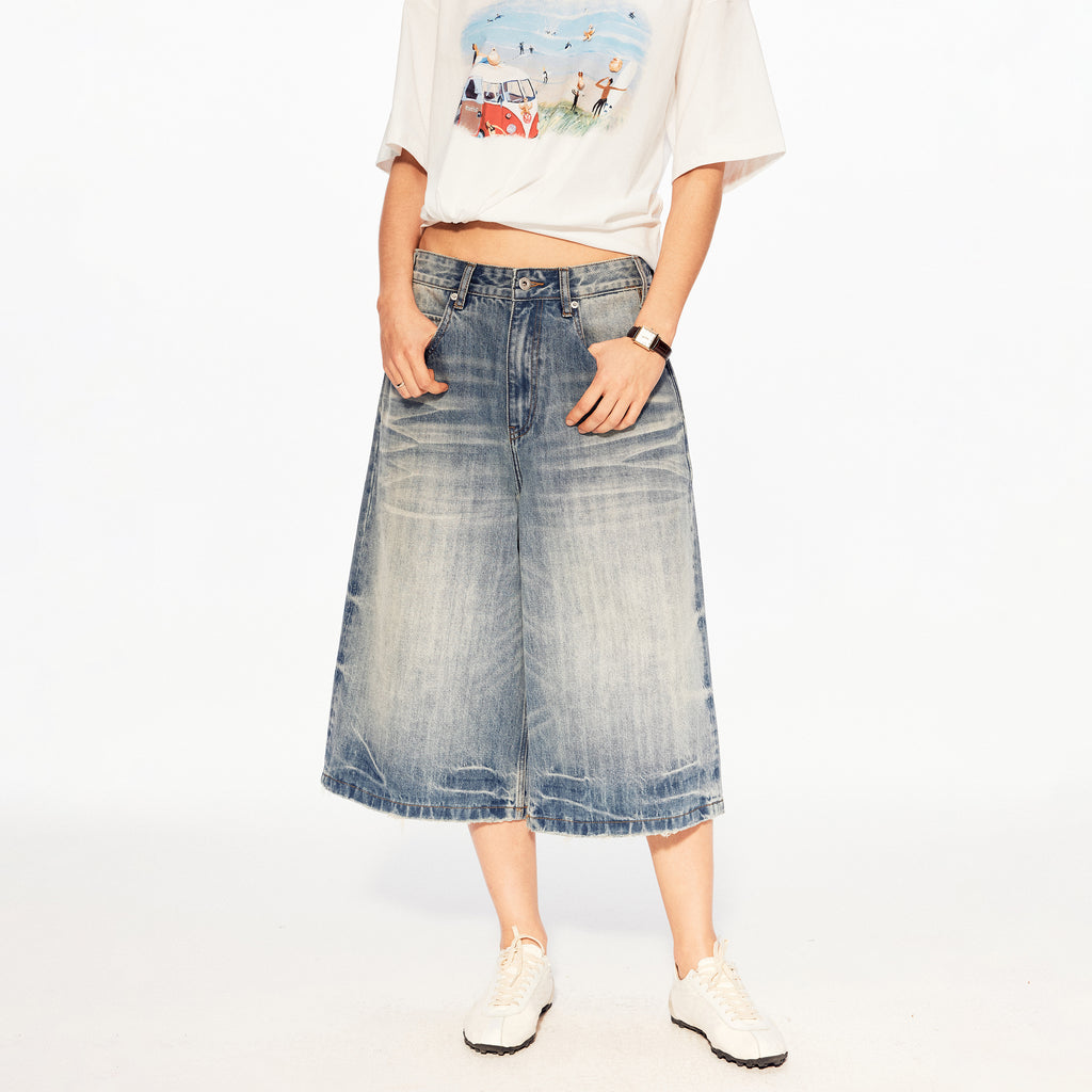 MADWITCH VINTAGE WASHED CAPRI JEANS #MC2603D