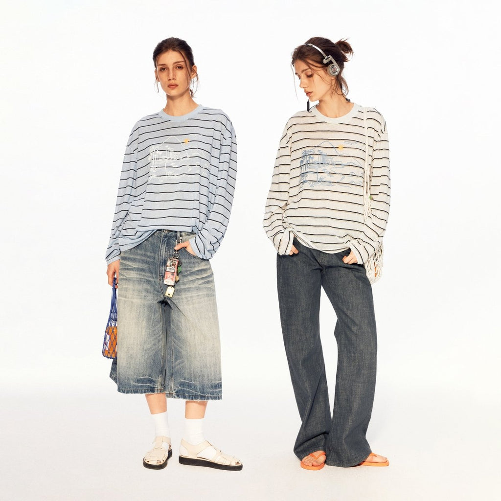 MADWITCH VINTAGE STRIPE SHEER TEE 991291 - MadWitch Store
