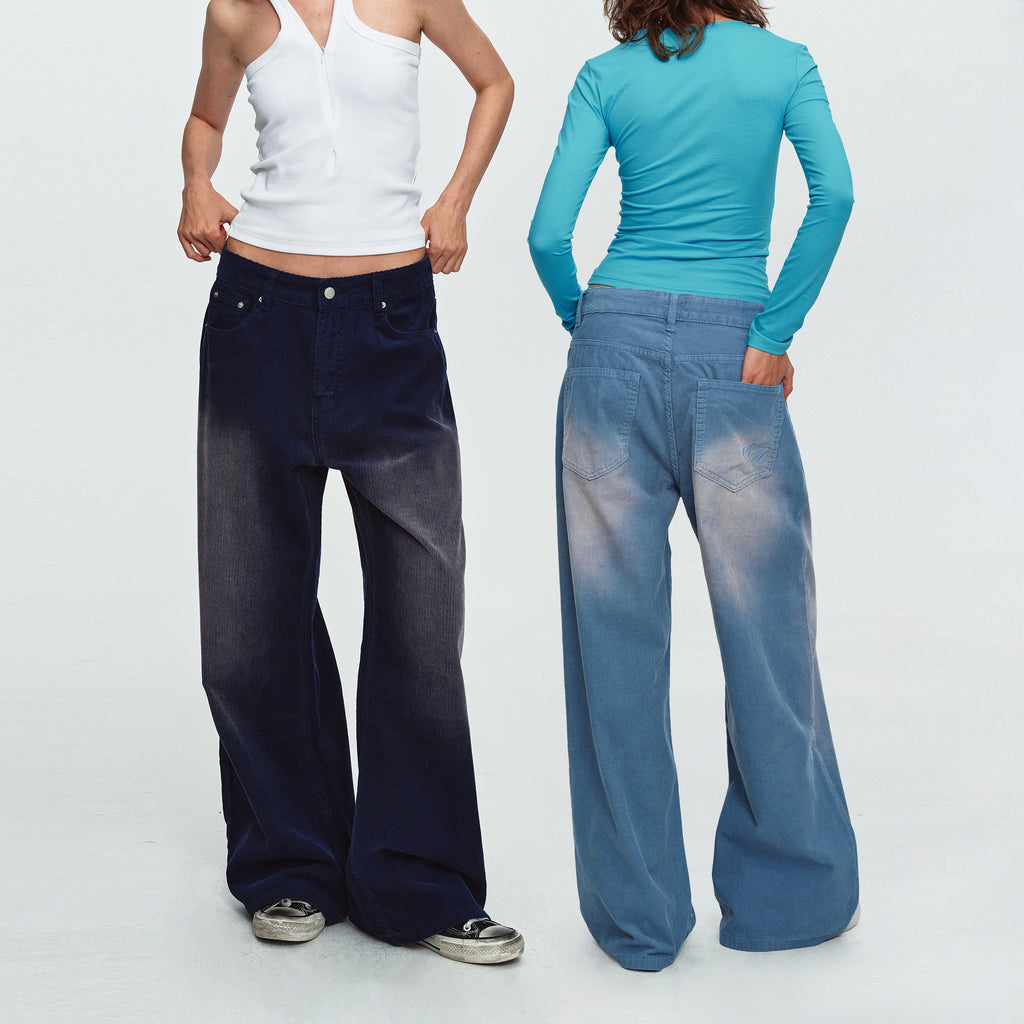 MADWITCH GRADIENT WASHED CORDUROY WIDE-LEG JEANS #G60130